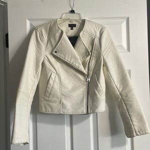 Top Shop white leather jacket